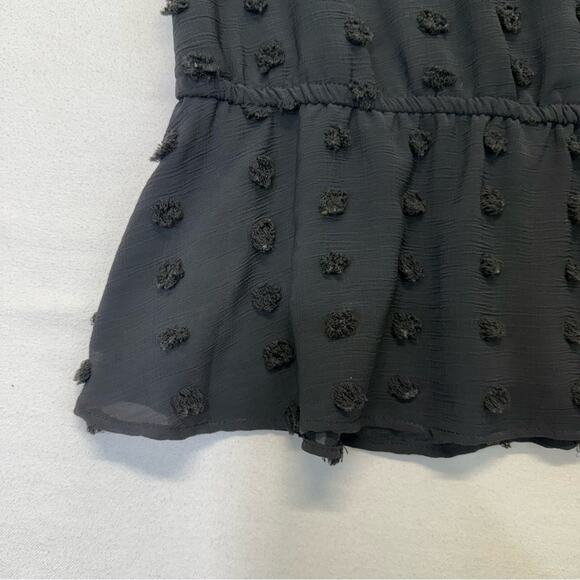 SO Peplum Blouse Juniors Size Large black V-neck rosettes - Picture 5 of 9